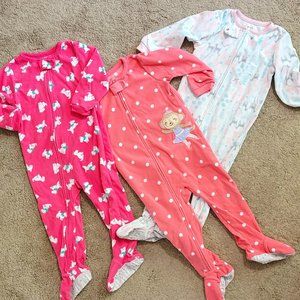 Carter's Girls Fleece Crew Neck Long Sleeve Footed PJ's - 24 month / 2T